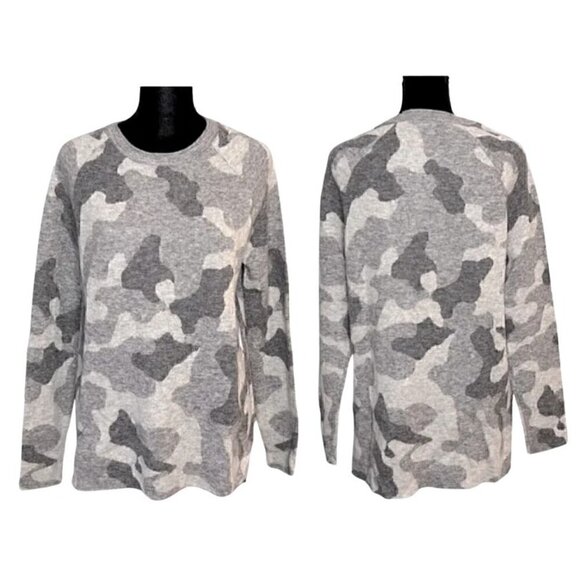 Athleta Gray Camo Fine Merino Wool Long Sleeve Pullover Sweater (Womens S) - Picture 2 of 9